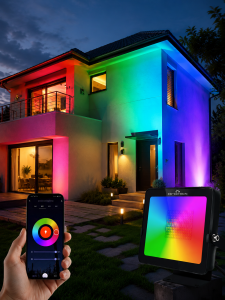Прожектор светодиодный уличный 30Вт, ландшафтный RGB светильник с приложением Огонёк OG-LDP24